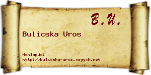 Bulicska Uros névjegykártya